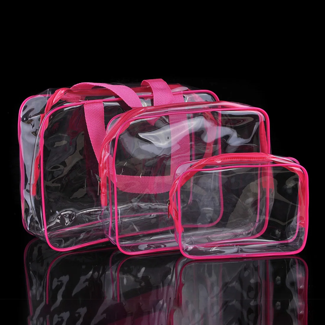 rose red 1pc Водонепроницаемая прозрачная большая косметичка, косметичка, сумочка из ПВХ, косметичка для путешествий, косметичка на молнии - Цвет: rose red 1pc