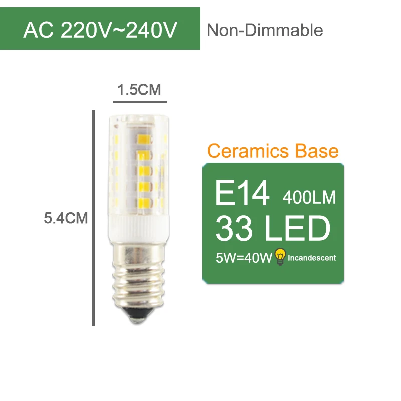 5W 33LED No-Dimmable Kaguyahime 10 шт. светодиодный E14 220 В лампа с регулируемой яркостью керамическая для зерен светодиодный лампочка E14 5 Вт 6 Вт 7 Вт 9 Вт украшение свечей люстра Ampoule Bombillas - Испускаемый цвет: 5W 33LED No-Dimmable
