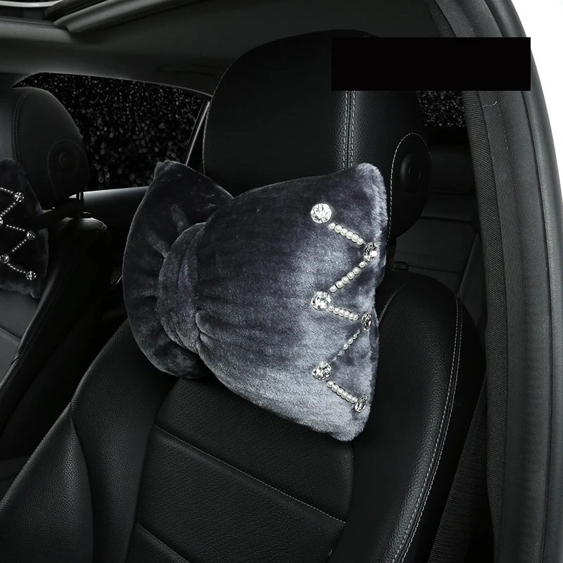Luxury Pearl Diamond Car Headrest Pillow Rhinestone Neck Seat Back Support Plush Cushion Lady Girl Auto Accessories | Автомобили и