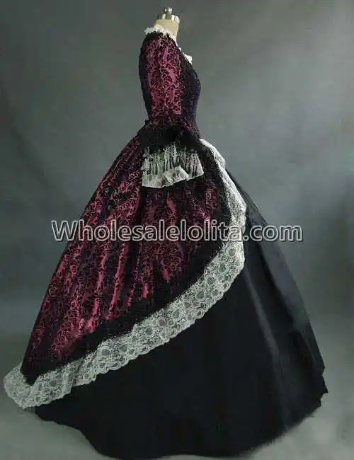 Винтажные костюмы 1860 s бальное платье для гражданских войн Southern Belle/готическое