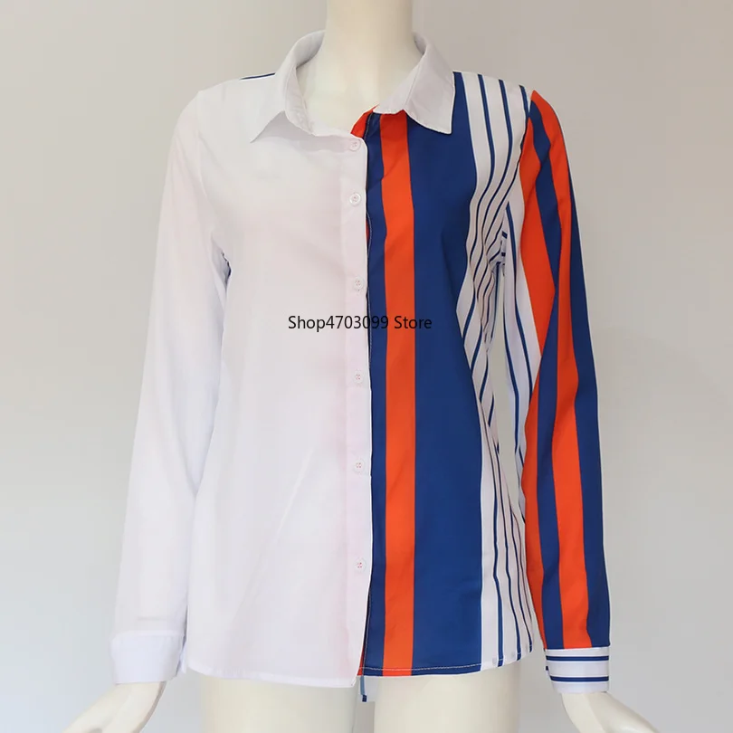 Новое поступление 2018 блузка женская модная Лоскутная рубашка с длинными