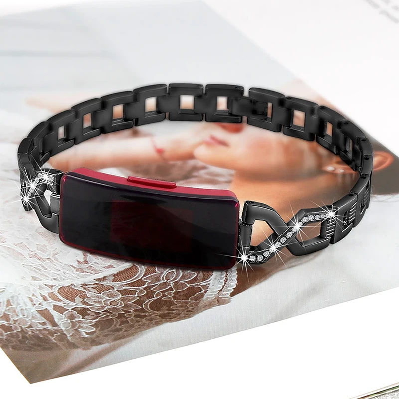 Ремешок для часов из нержавеющей стали для Fitbit inspire/inspire HR замена Алмазный металлический ремешок полый Браслет для Fitbit inspire