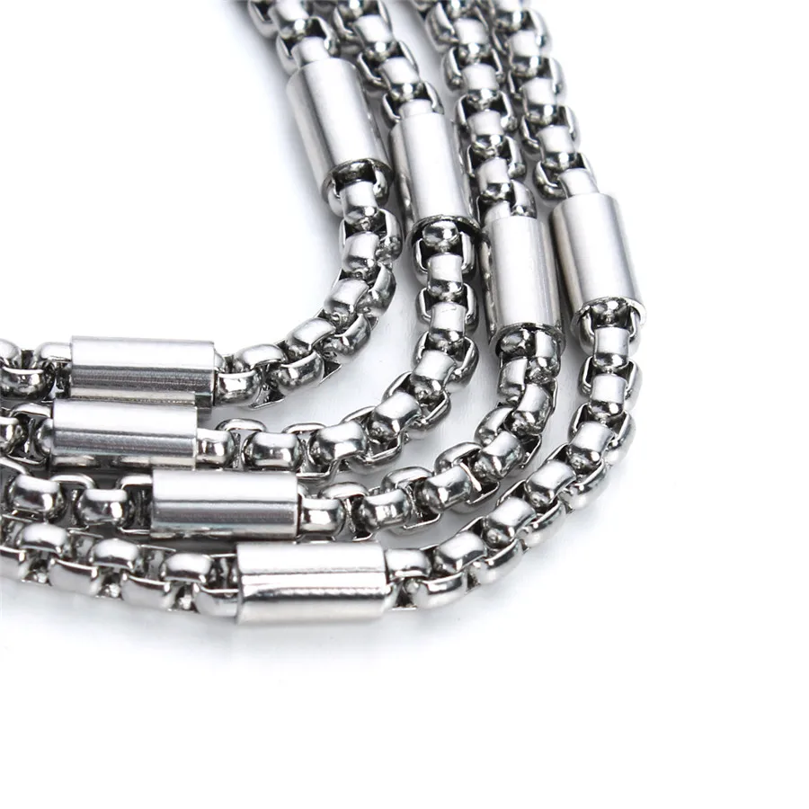

SAUVOO 2Meter/Pack Silver Color 316L Stainless Steel Tube Link Chain 4mm For Necklace Bulk Box Chain For Diy Jewelry Making
