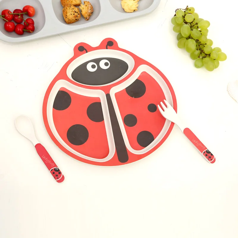 3 шт./компл. детские столовые приборы из бамбукового волокна с мультяшными