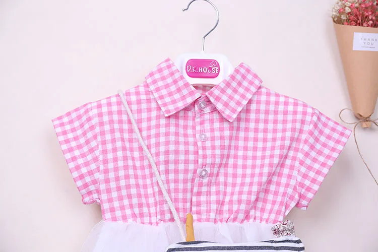 Платье для девочек лето 2019 платья с рукавами в клетку милые детские вечерние