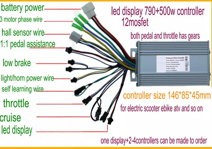 36v48v 500w600w 12 контроллер МОП-транзистора &amp Led Дисплей 790 с Батарея индикатор уровня