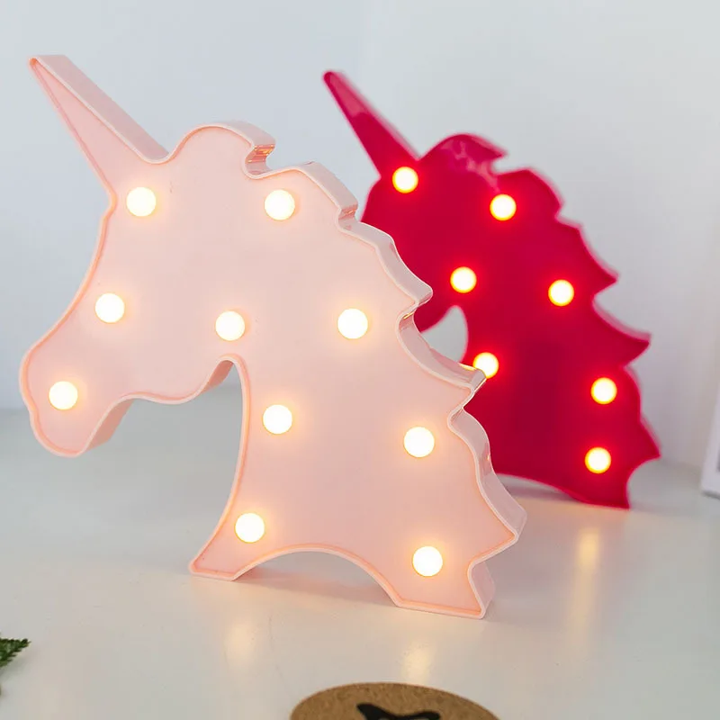 Прекрасный единорог голова животное LED 3D свет ночник дети подарок игрушки для