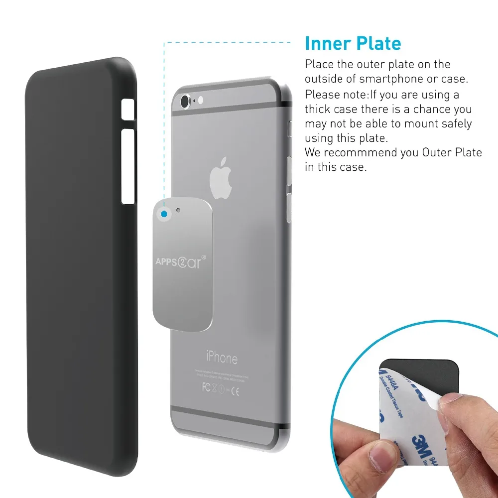 APPS2Car металлическая пластина с 3M клеем для магнитного автомобильного крепления