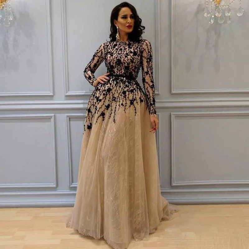 2018 великолепное женское платье с длинными рукавами кружевное арабское