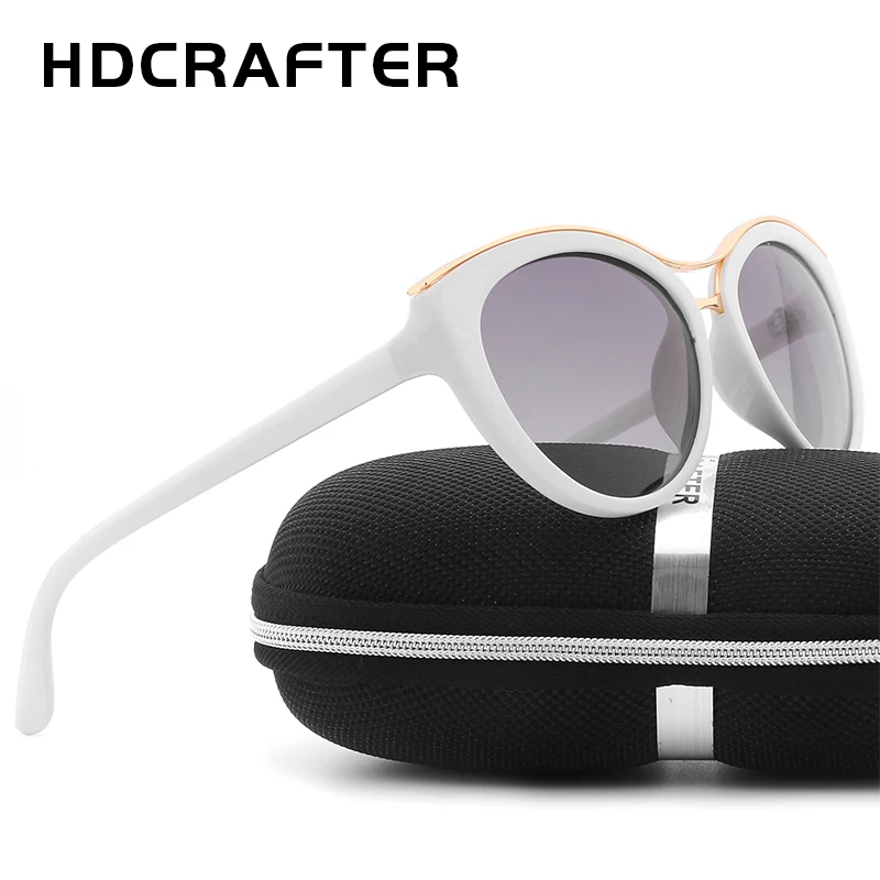 HDCRAFTER, новая мода, кошачий глаз, солнцезащитные очки, для женщин, белая оправа, градиентные, поляризационные, солнцезащитные очки, для вождения, UV400, очки