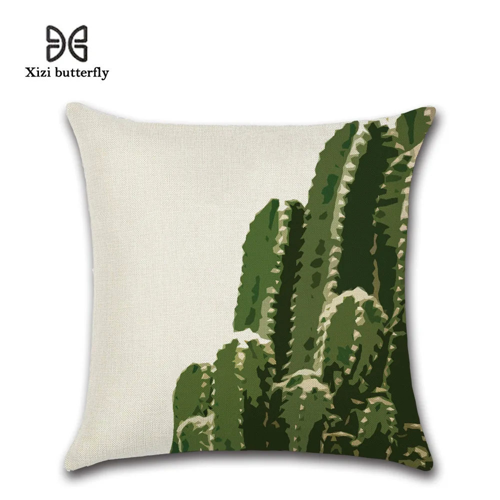 1 Pcs Green Plant Tropical Cactus Pillow Case Cotton Linen Cushion Cover Throw Pillowcase Seat/Car/Chair/Office Sofa Home Decor | Дом и сад