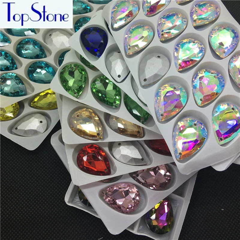 Стразы в форме капли Topstone Pointback для шитья DR Stone стеклянные стразы с кристаллами 2