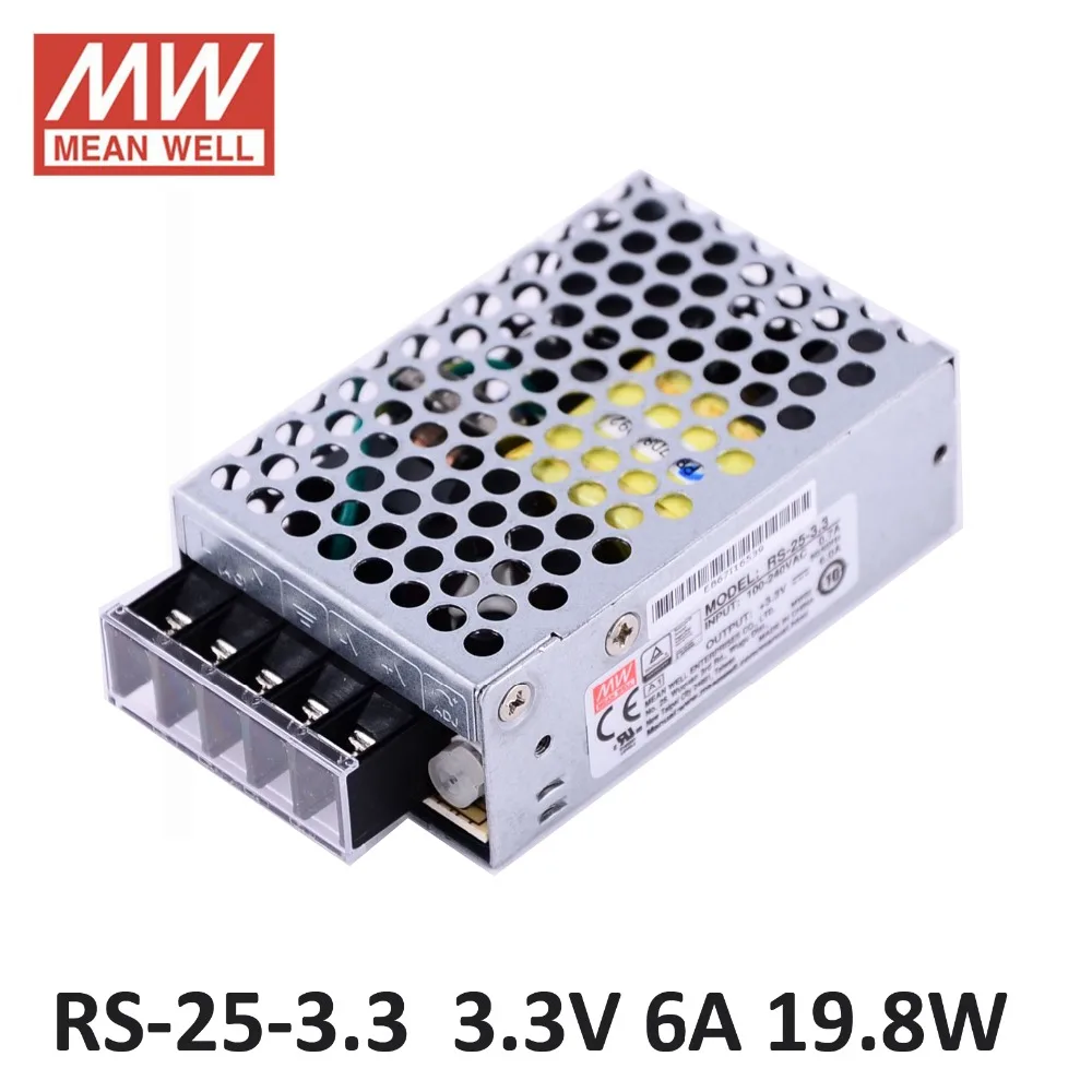 Ac dc источник питания 3 В 6A 19 8 Вт оригинальный Meanwell переключатель RS 25 3.3 миниатюрный
