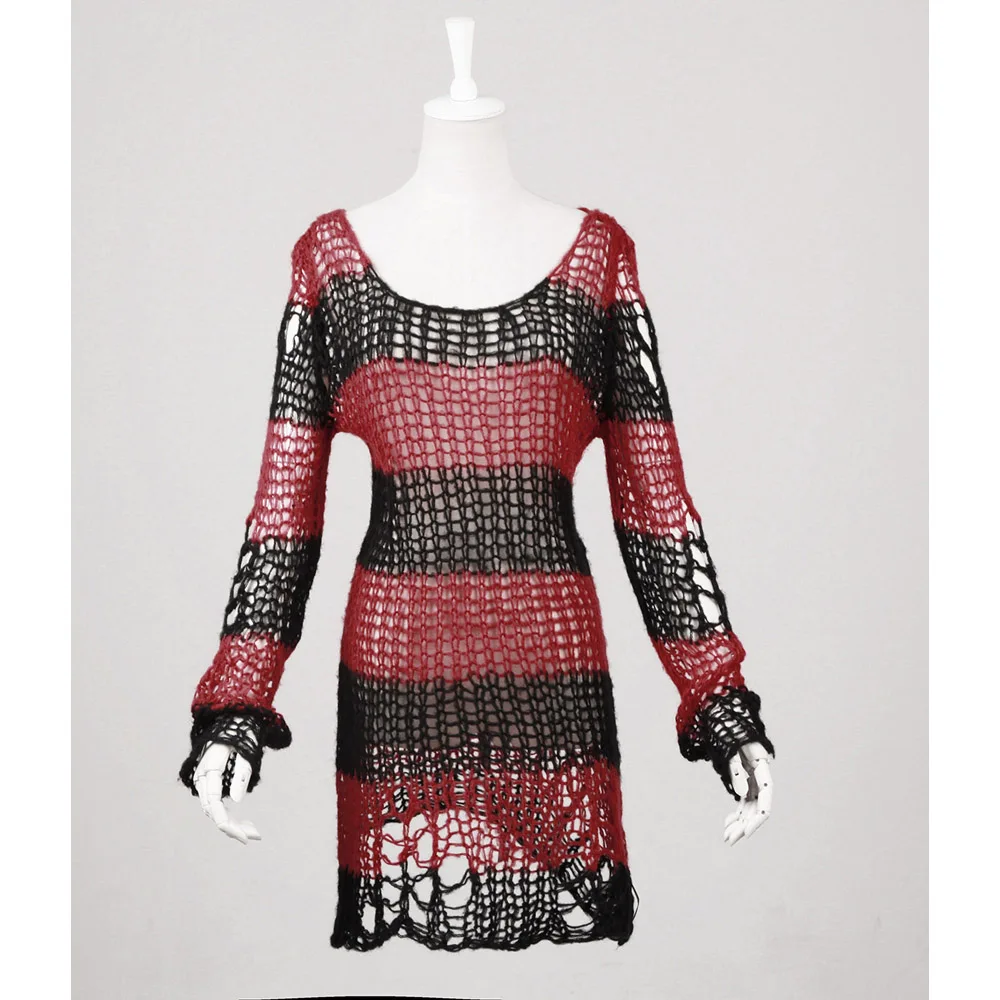 Свитер в стиле панк готический визуальный Kei модная красная рубашка топ черный