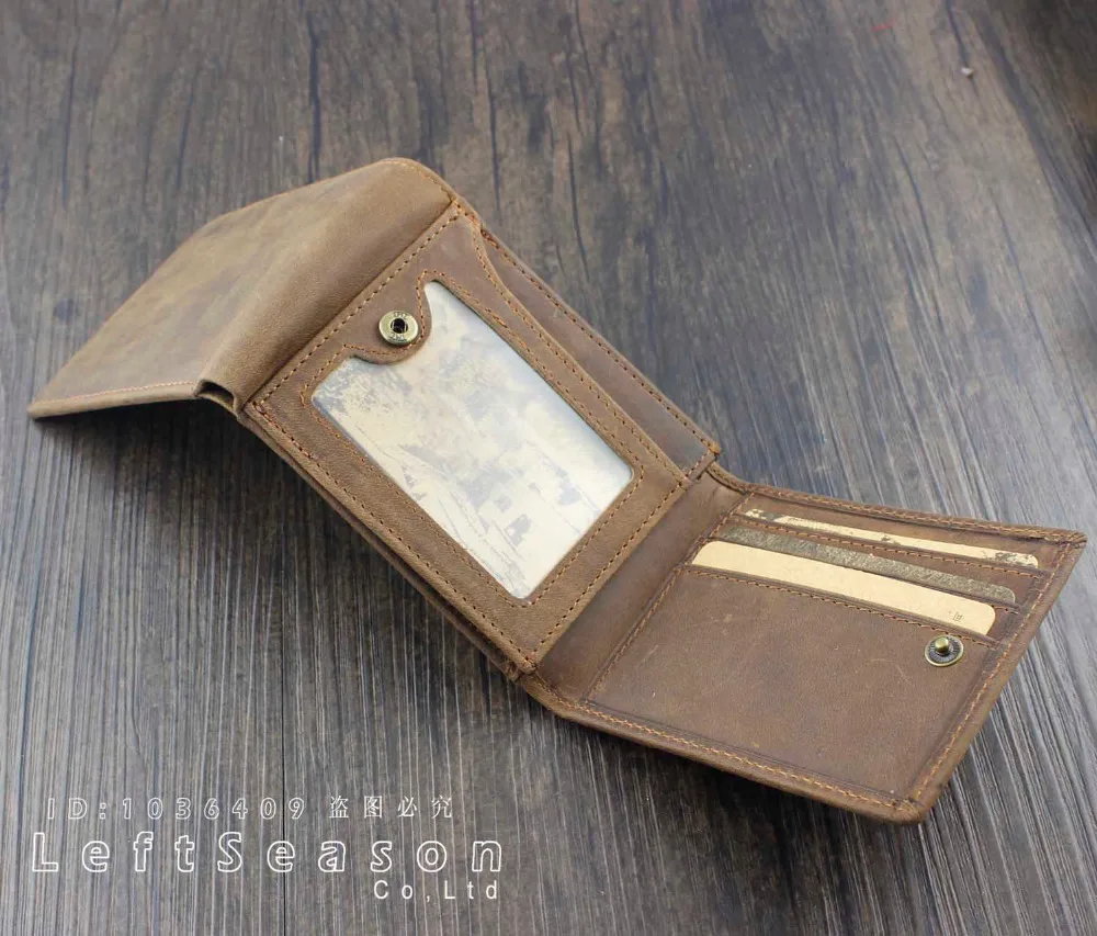 Men's Genuine Leather Trifold Wallet Purse ID Credit Card Holder Billfold Brown | Багаж и сумки