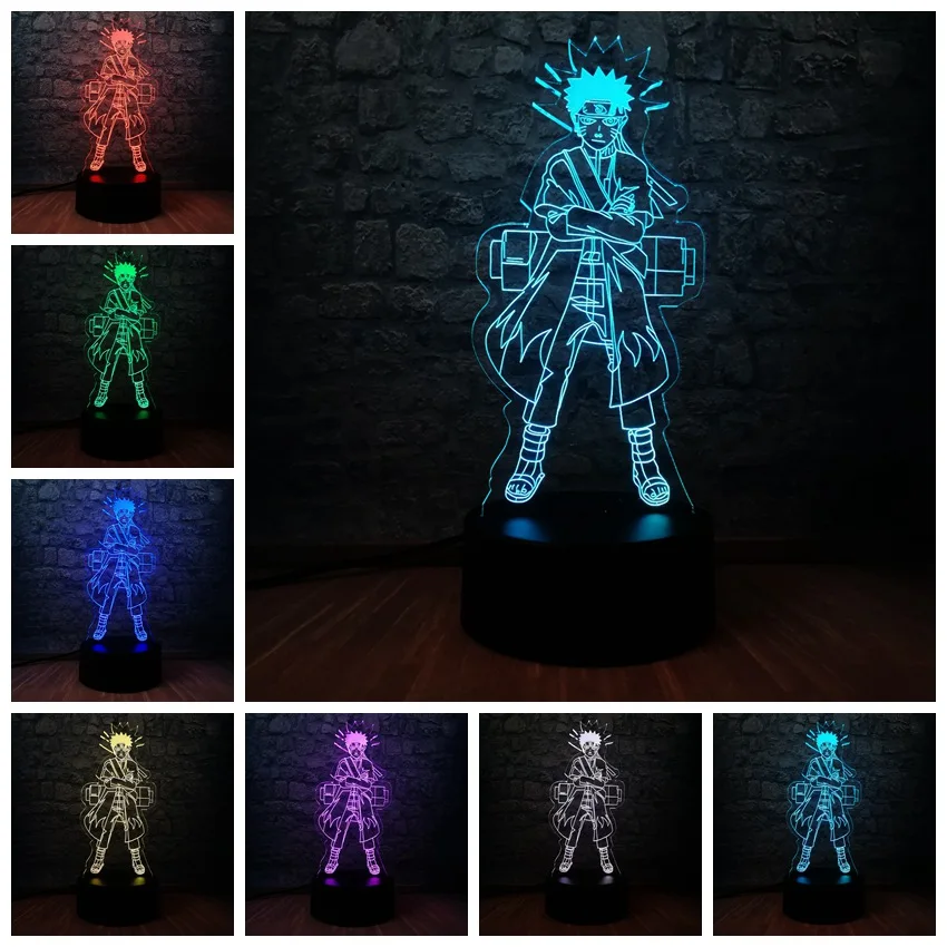 Новинка Наруто фигурка USB 3D светодиодный Ночник светильник Uzumaki Naruto Sasuke Kakashi