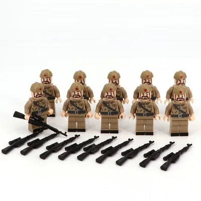 Мировая война, солдат Советского Союза, военные DIY аксессуары для оружия, DIY Мини фигурки, строительный блок, кирпич, оригинальные мини фигурки, игрушка - Цвет: Розовый