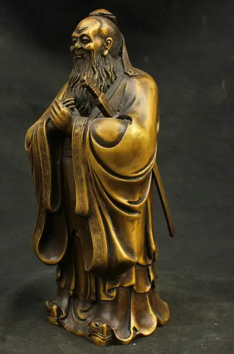 11&quot China Excellent Old Antique Pure Bronze Confucius philosopher Kong Zi Statue | Дом и сад