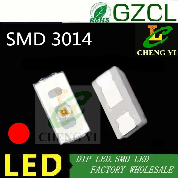 (CE & Rosh) Красный светодиод 3014 smd 0 1 Вт 620 630nm поверхностный монтаж светоизлучающий