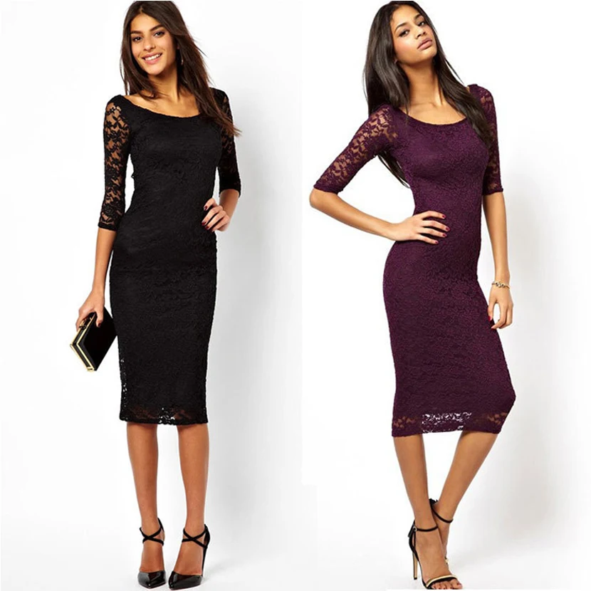 Женское кружевное Сетчатое платье до середины икры черные вечерние платья с