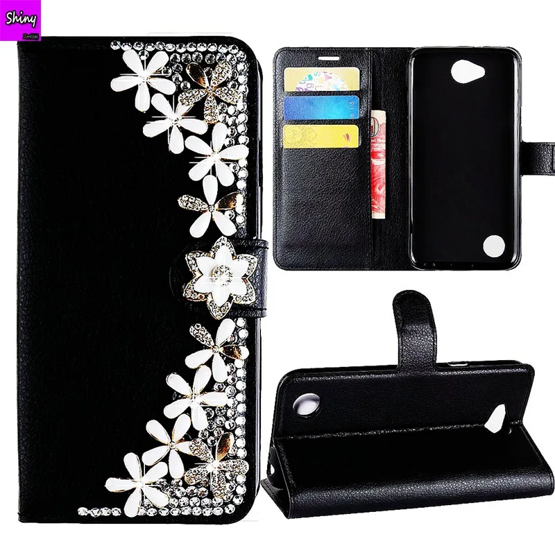 Для Xperia XA1 Plus XA2 Ultra Flip Wallet чехол для телефона iPhone 7 8 кожаный со стразами роскошный