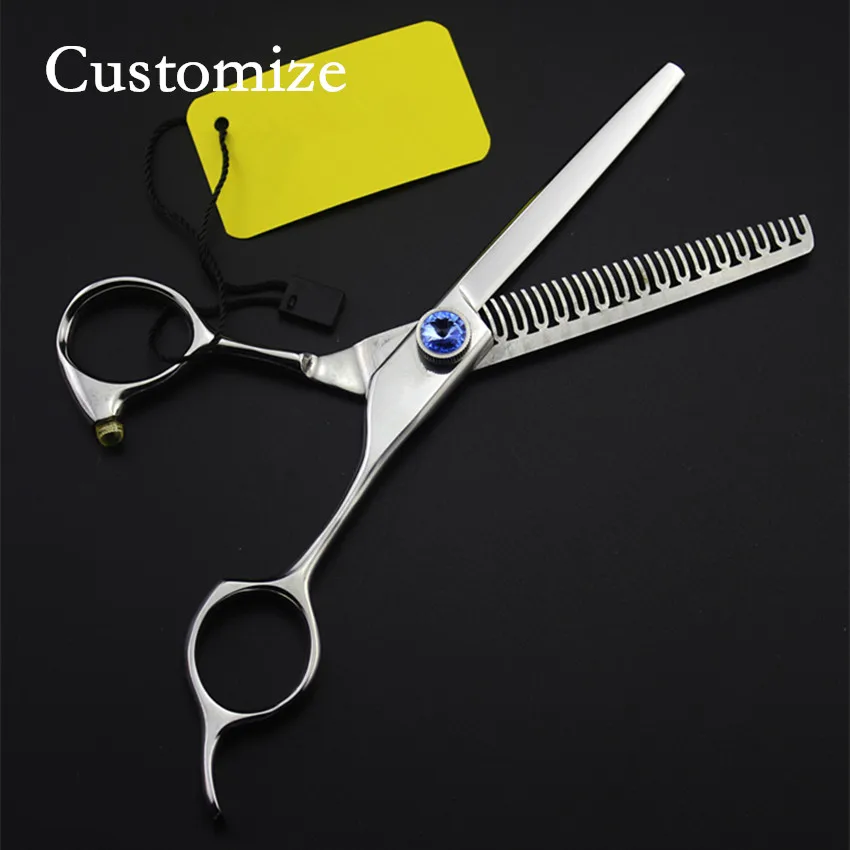 

Customize LOGO Upscale japan 440c steel 6 inch cut hair scissors barber makas scissor 50% thinning shears hairdressing scissors