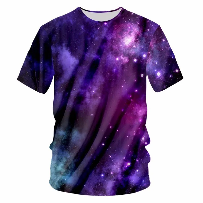OGKB мужская летняя фиолетовая футболка с космическим принтом галактики футболки