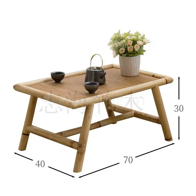 Simple bay window tatami coffee table table Japanese style small coffee table creative tea table and chairs solid wood Zen table - Цвет: 70x40x30cm  3