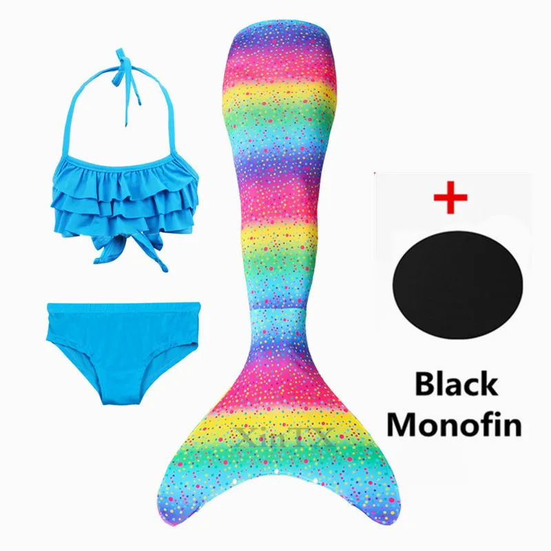 4pcs as picture show Купальный костюм русалки для девочек из 4 предметов; комплект бикини с монофином; костюмы С флиппером; костюм для косплея; купальный костюм-бикини; купальный костюм; платье для девочек - Цвет: 4pcs as picture show