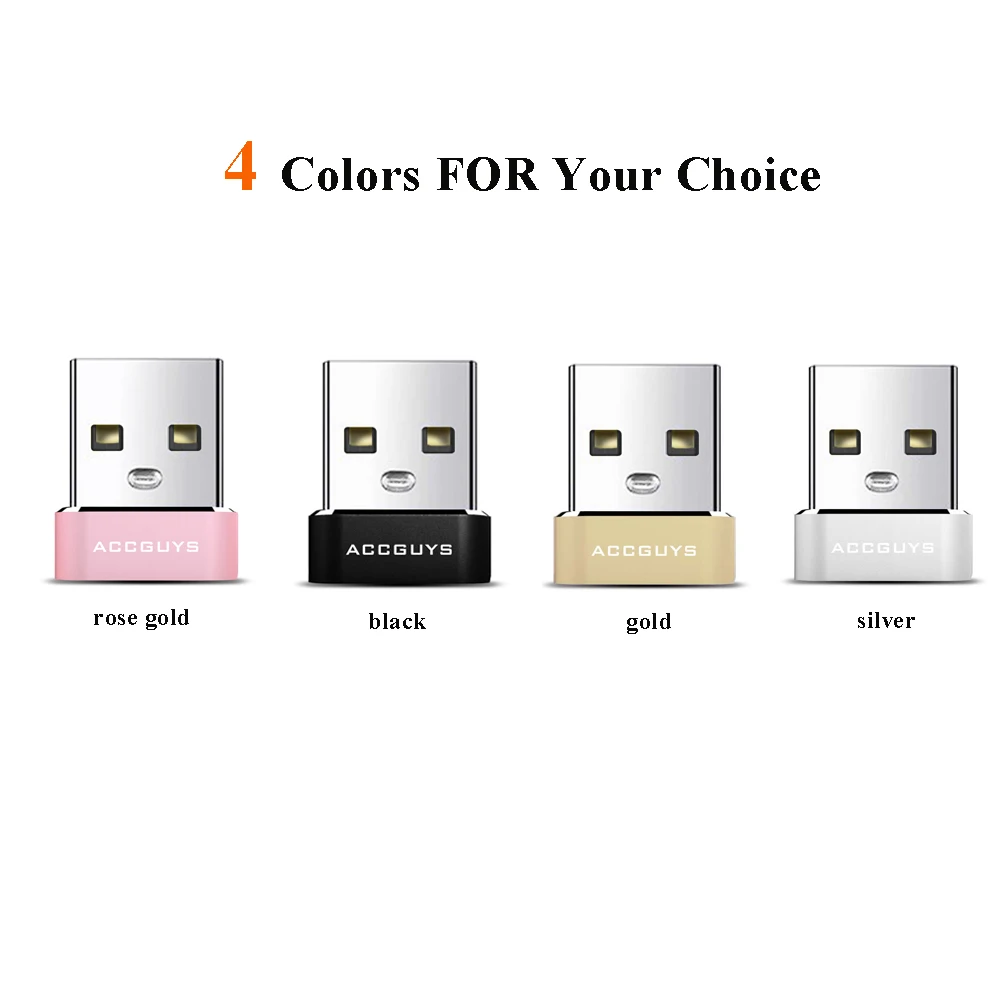 Переходник ACCGUYS Type-C Female to USB для быстрой зарядки и передачи данных мобильных