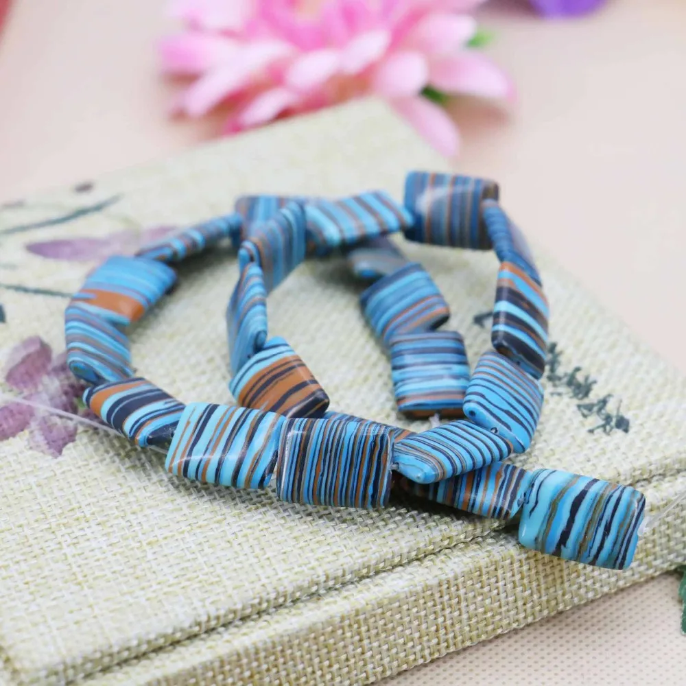 13х18 Лидер продаж свободные бусы прямоугольной формы в цветную синюю полоску из