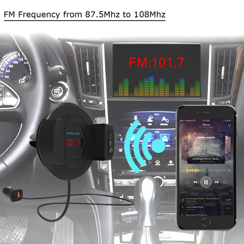 Новый 3 в 1 Bluetooth MP3 музыкальный плеер с держатель на вентиляционное отверстие