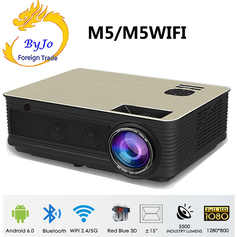 Светодиодный проектор для домашнего кинотеатра 3D Full HD HIFI на выбор Android M5 Wifi PK LED 96
