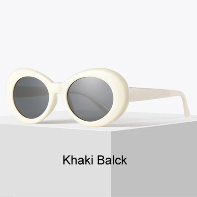Khaki Balck Ralferty ретро овальные солнцезащитные очки модные солнцезащитные очки для мужчин и женщин Винтажные белые UV400 Солнцезащитные очки женские мужские очки - Цвет линз: Khaki Balck