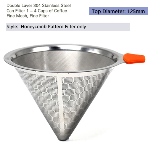 Honeycomb Filter HIKUUI, 9 стилей, 304(18/8), нержавеющая сталь, фильтр для кофе, двойной слой, сетка, кофе, конус, капельница, для дома, кухни, кофе, инструменты - Цвет: Honeycomb Filter