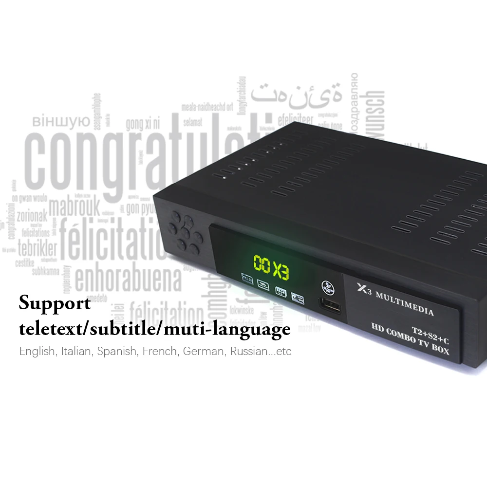 Спутниковый ресивер HD цифровой DVB T2 + S2 ТВ-тюнер MPEG-4 DVB-t2 s2 X3 с USB Wi-Fi Поддержка bisskey