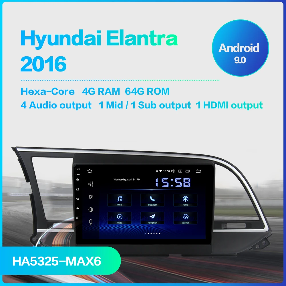 Dasaita 1 Din автомобильный радиоприемник Android 9 0 для hyundai Elantra 2016 навигация gps &quotips