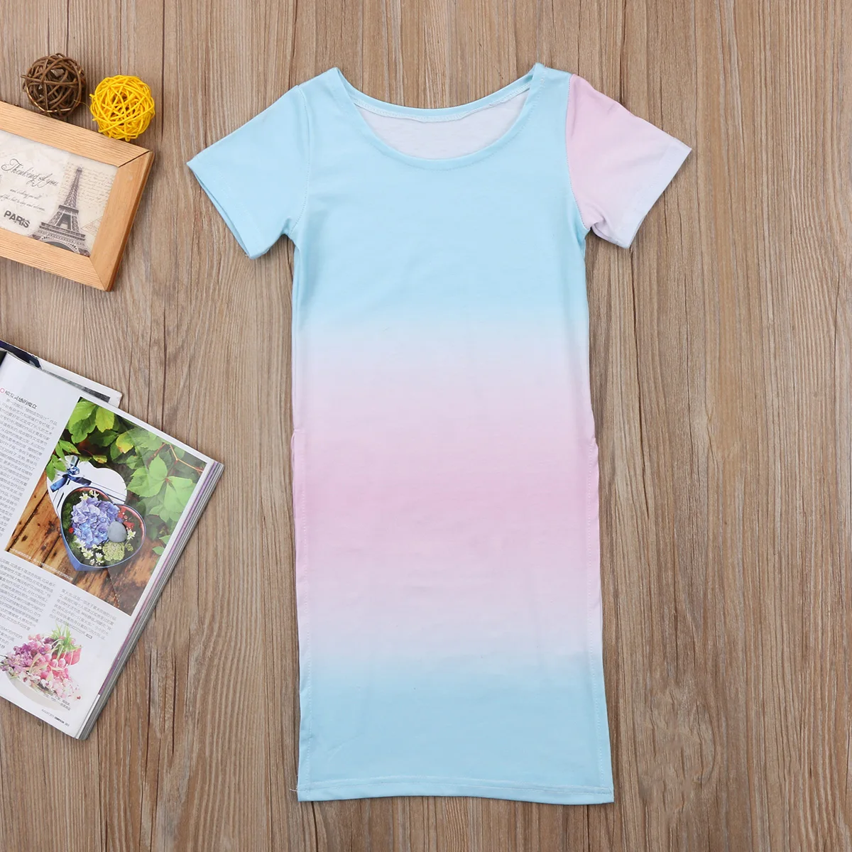 2018 очаровательны Одежда для детей малышей девочек градиент короткий рукав