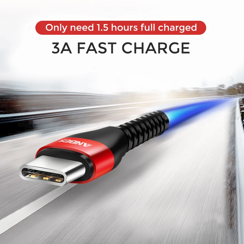 Anbes Micro USB Cable Type C for xiaomi redmi note 7 Mobile Phone Fast Charging USB-C Samsung Galaxy S9 S8 | Мобильные телефоны и