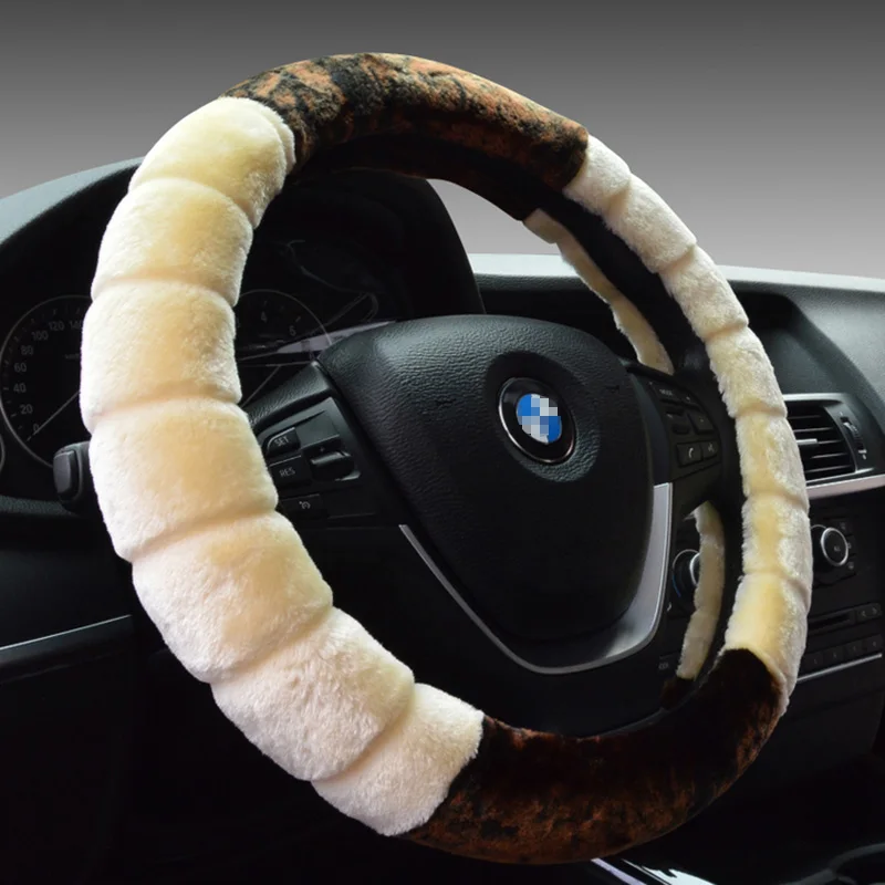 Фото High Density Wool Winter Steering Wheel Covers Soft Plush Automobile Car Steering Wheel Cover for 35 36 37 38 39 40 diameter №2