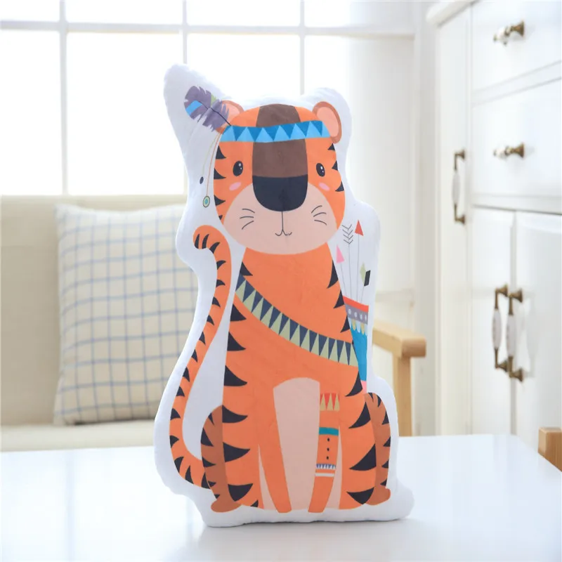 

40CM Animals Bear Tiger Stuffed Cushion Nordic Kids Room Kindergarten Home Decor Dolls Plush Artwork Toys Photo Props