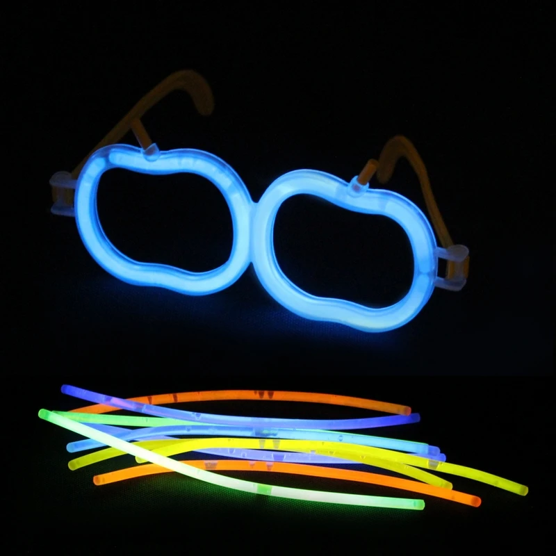 100 шт. смешанные светящиеся палочки + 10 прекрасных очков оправы для браслеты