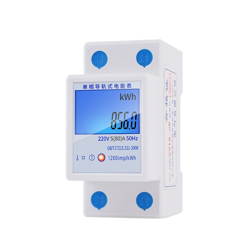 AC 220 V, 50Hz 5(80) однофазный Синий ЖК-дисплей Многофункциональный счетчик энергии din с подсветкой Din Тип дисплея A V W кВт/ч