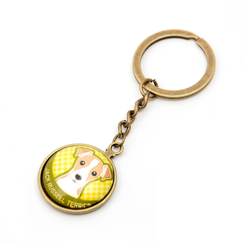 Стеклянный брелок для ключей Собака модные подарки автомобиля Джек Расселл