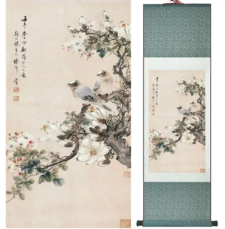 Картина с птицами и цветами для украшения дома офиса картина гостиной №