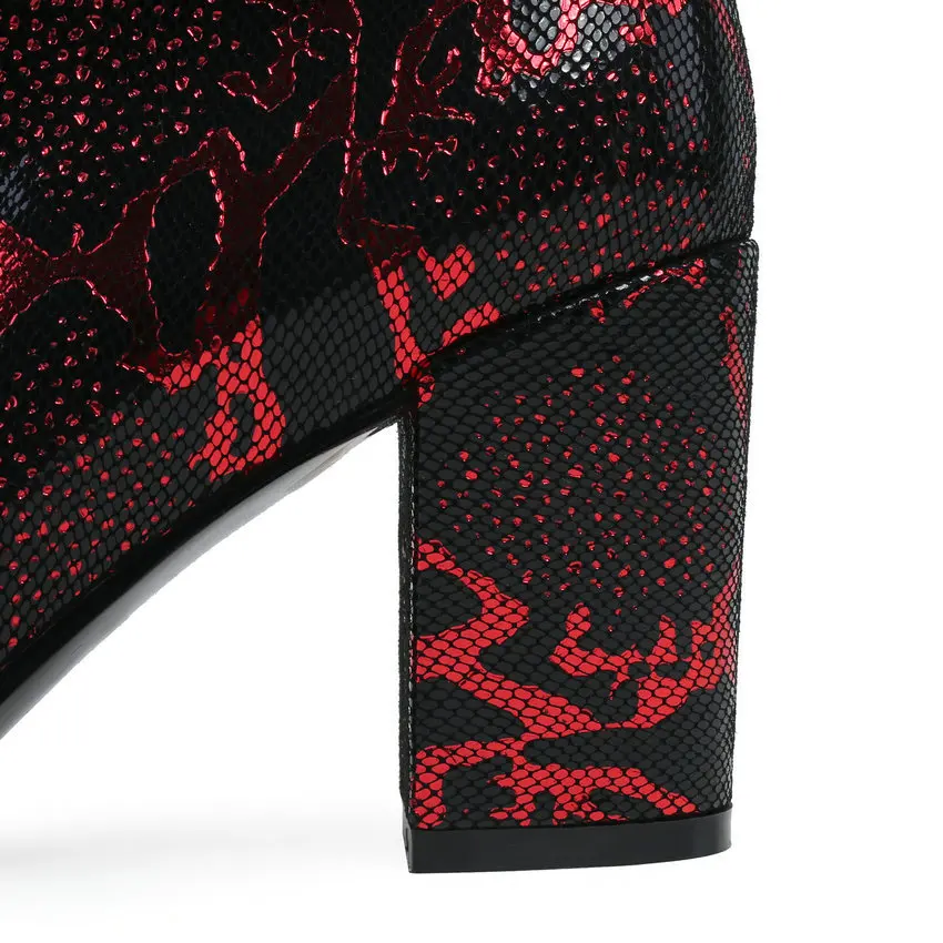 Женские ботинки на молнии QUTAA из овчины с квадратным носком и цветочной вышивкой