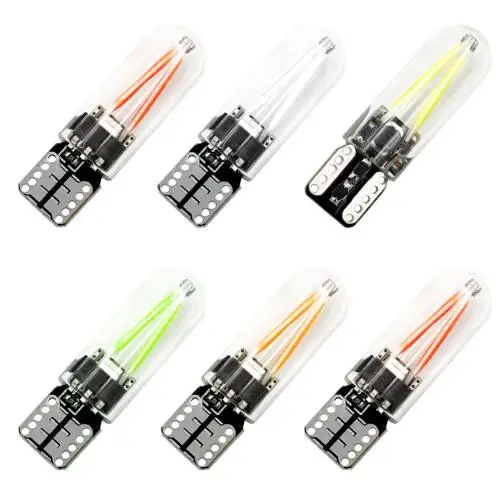 4 шт. T10 W5W led COB стеклянный автомобильный светильник Led накаливания автомобильные