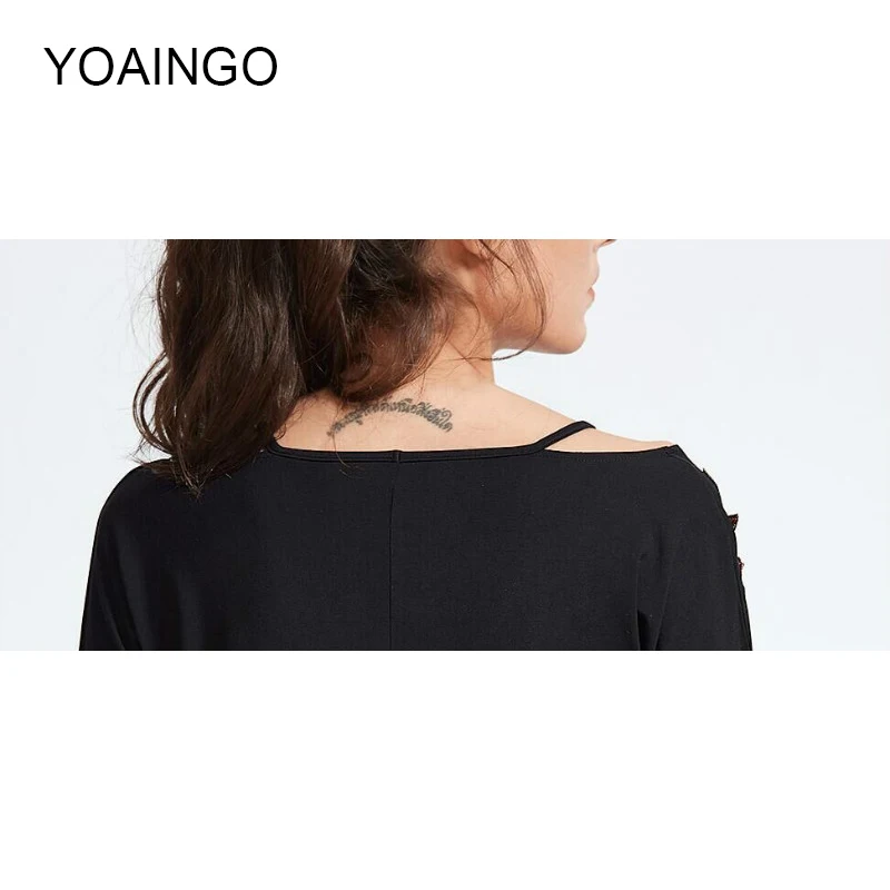 2017 Новая мода тонкий вышивка футболка старинные Strappy женский черный роза патч