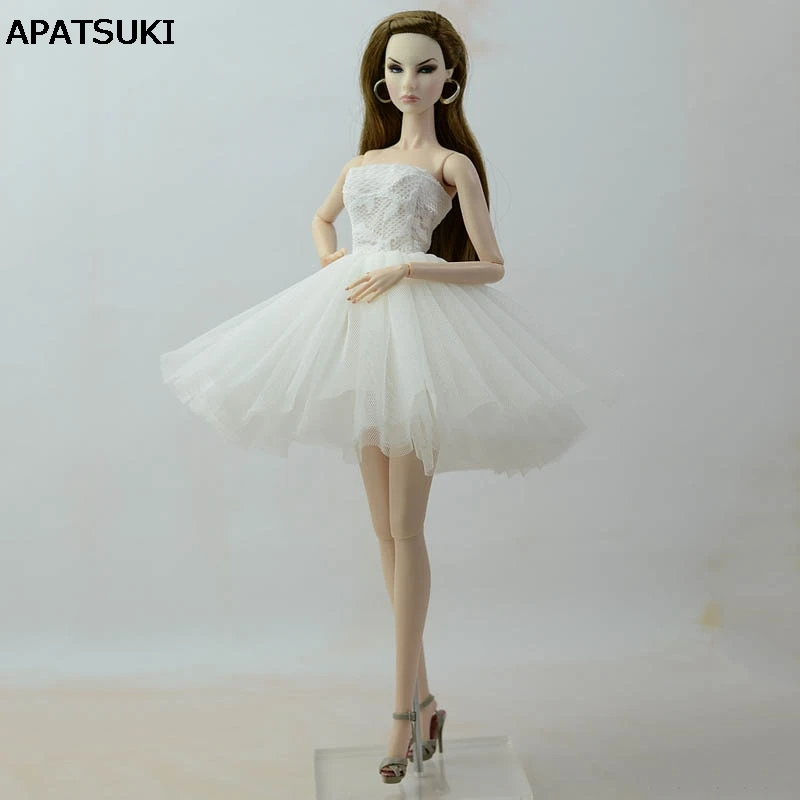 Белое короткое балетное платье для куклы Барби одежда вечерние платья кукол
