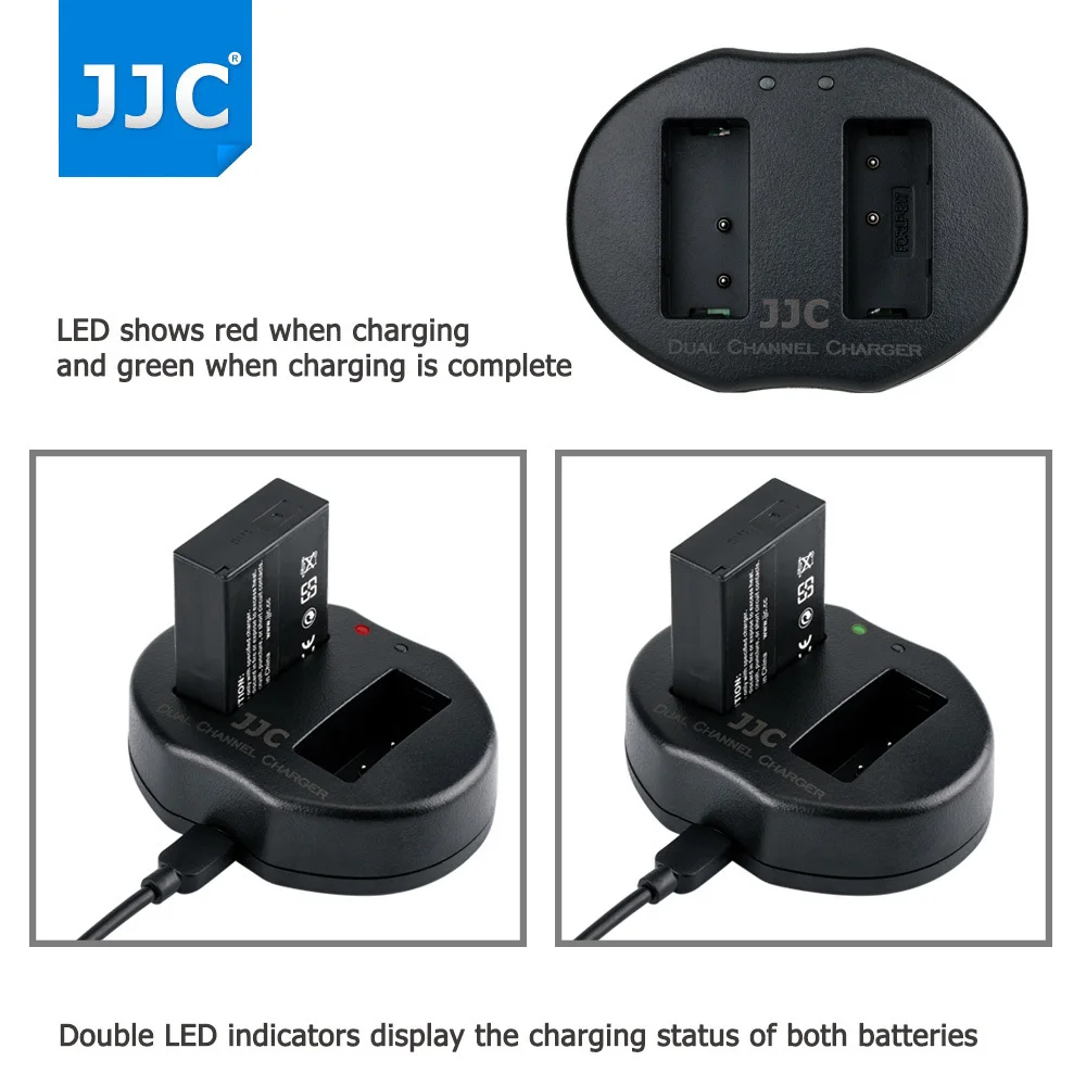JJC USB двойной Батарея Зарядное устройство для Canon M100/EOS 77D/800D/760D/750D/200D/M5/M6/M3